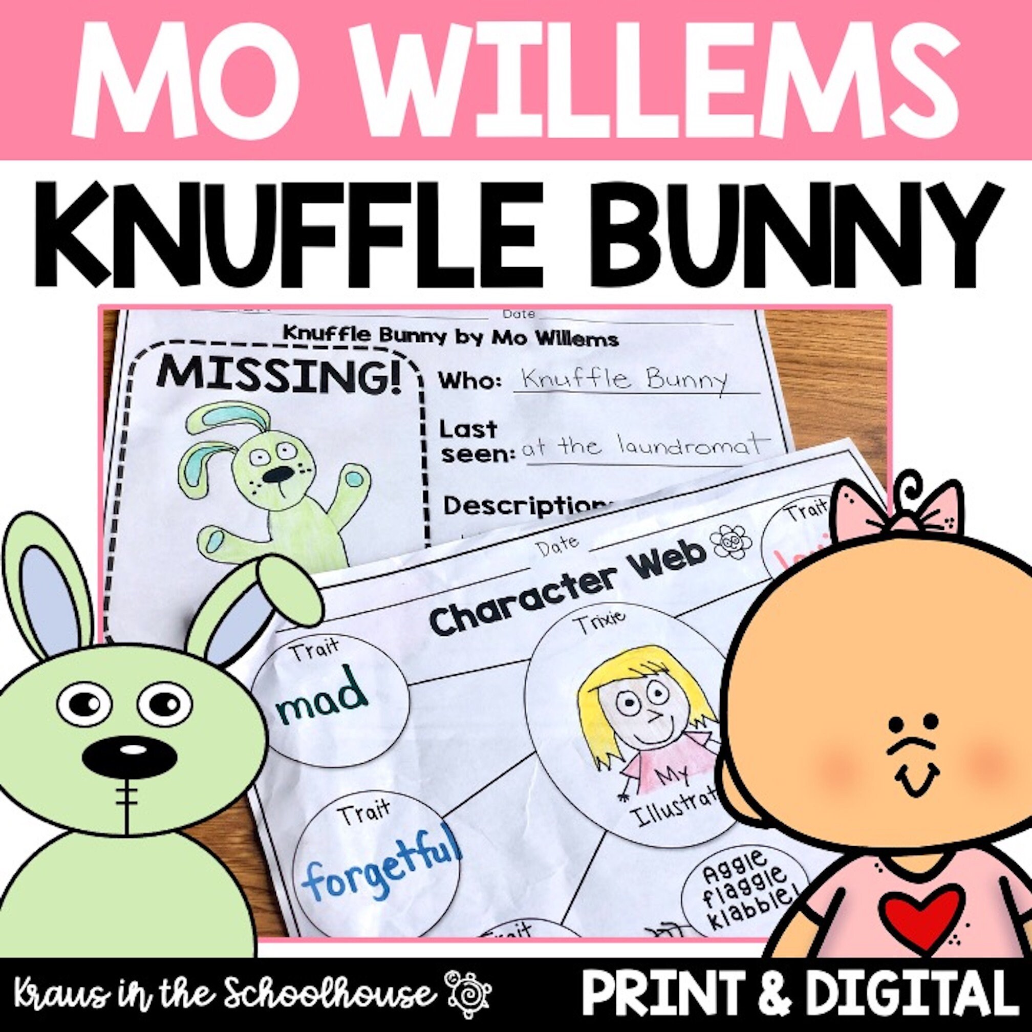 Knuffle bunny book study mo willems author study knuffle bunny worksheets and activity sheets read and respond activities
