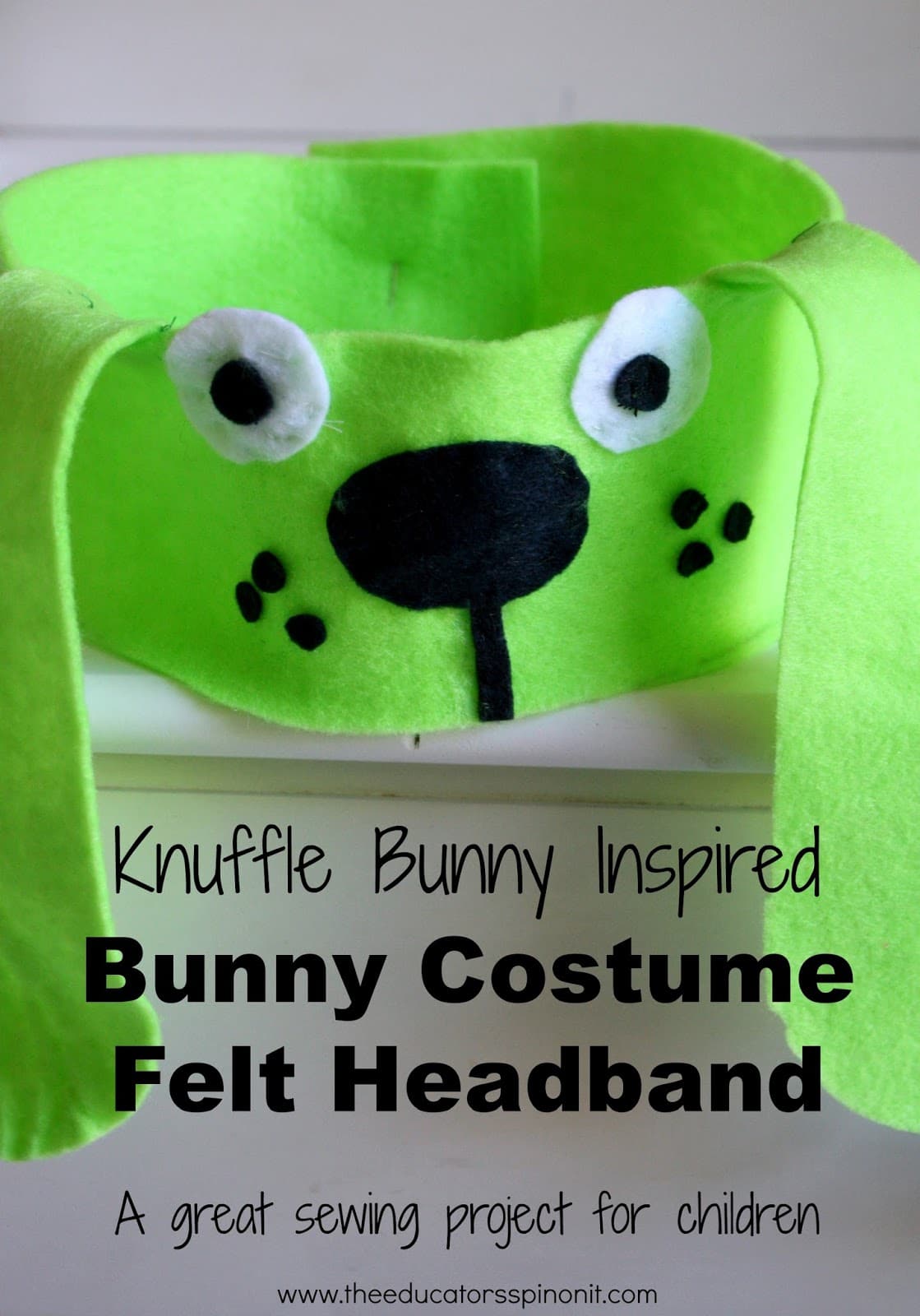 Mo willems inspired diy bunny costume felt headband