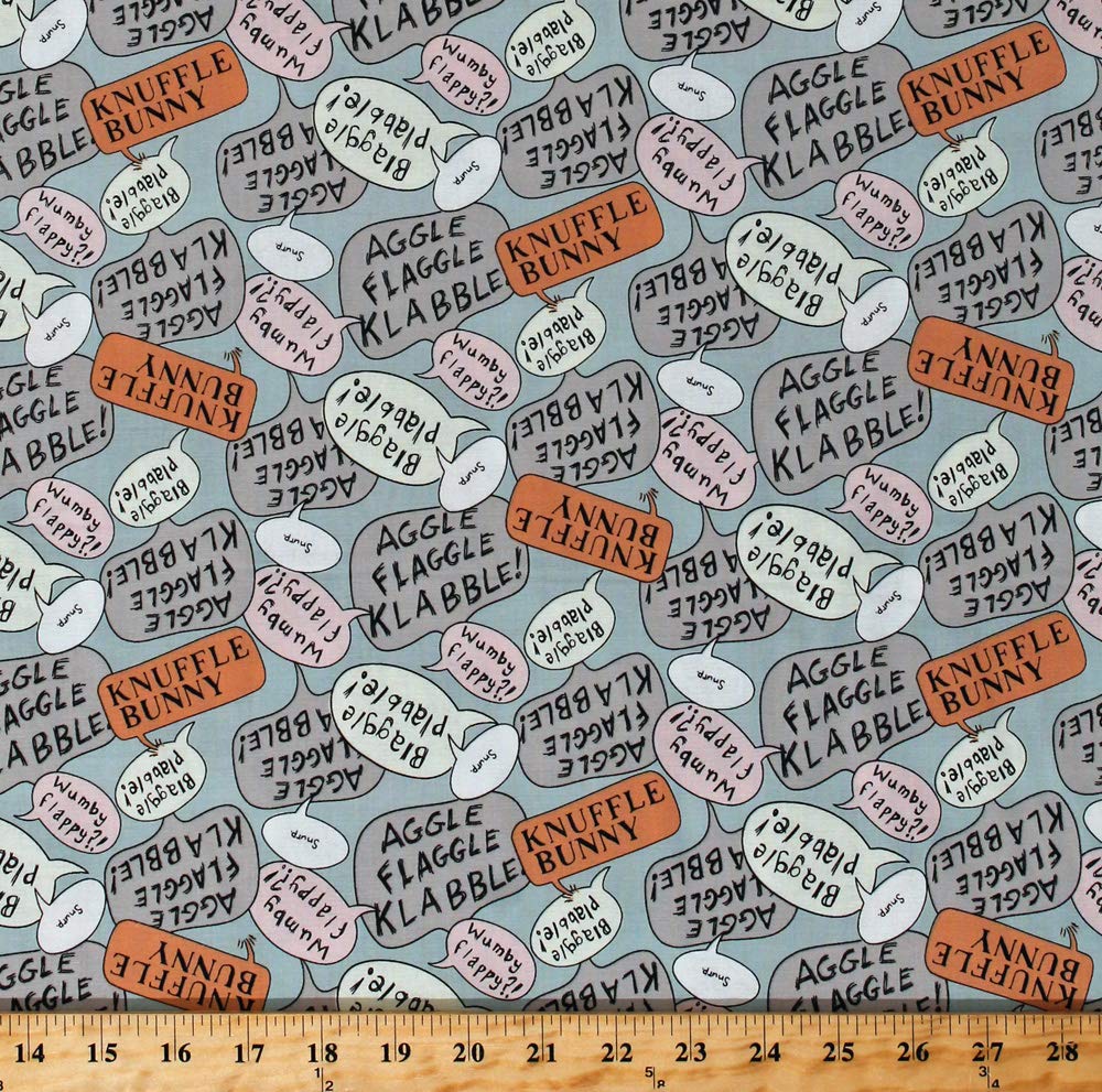 Cotton knuffle bunny speech word bubbles on blue kids childrens book organic cotton fabric print by the yard d arts crafts sewing