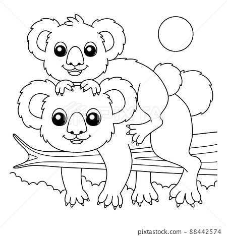 Koala with a baby coloring page for kids