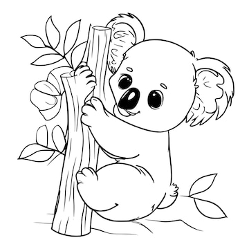 Premium vector cute koala coloring pages for kids and toddlers