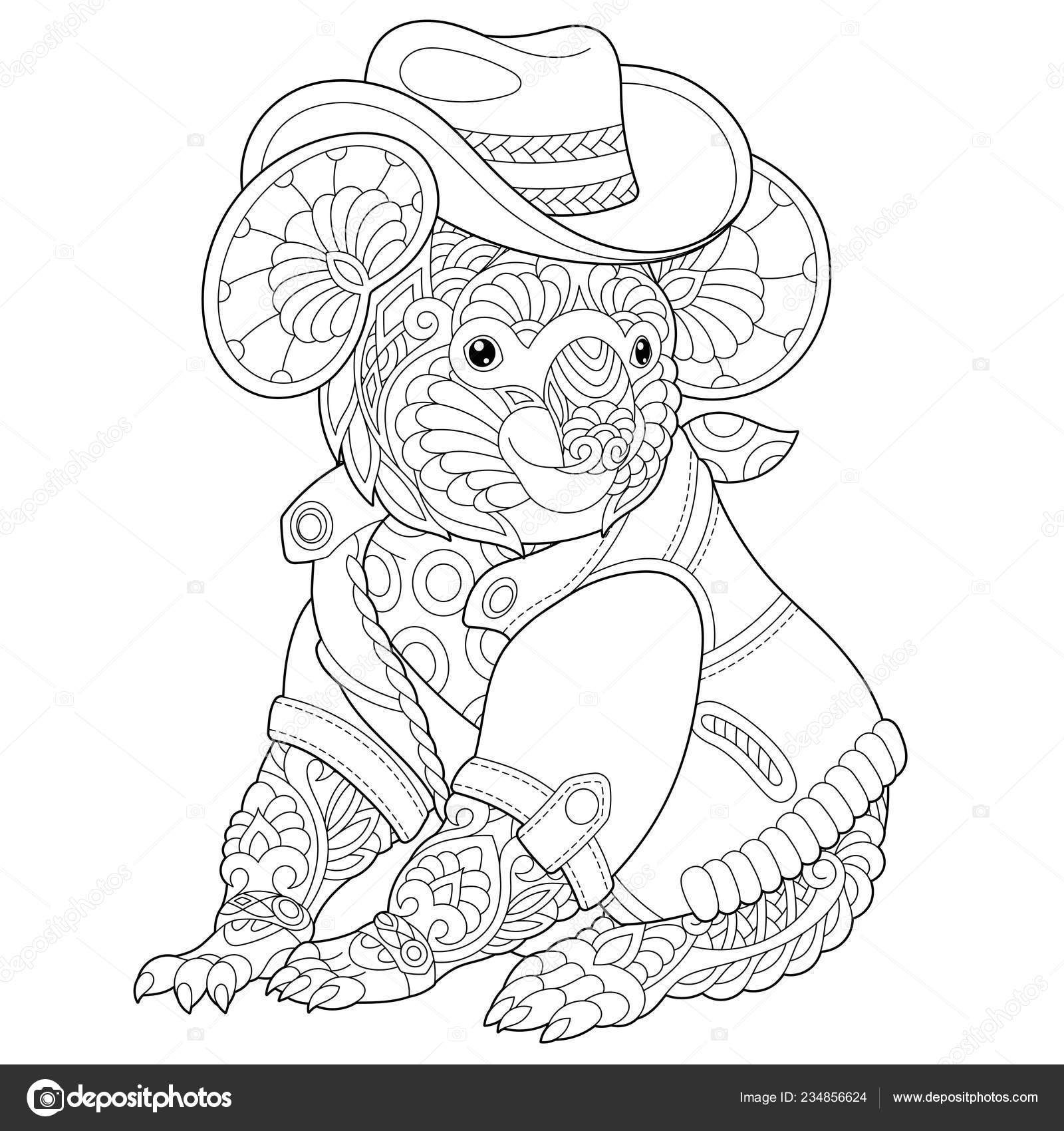 Coloring page stress colouring picture koala bear freehand sketch drawing stock vector by sybirko