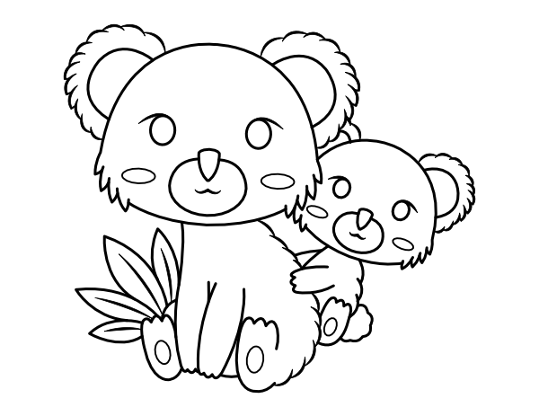 Printable cute koalas coloring page