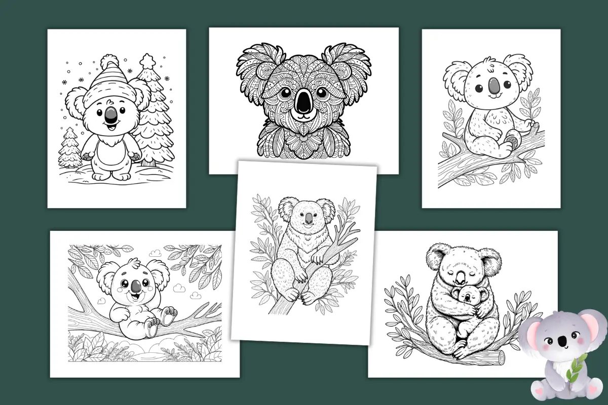 Free koala coloring pages for kids