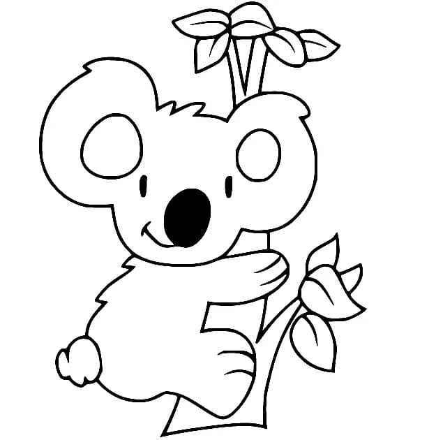 Cute baby koala coloring page