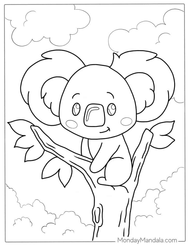 Koala coloring pages free pdf printables