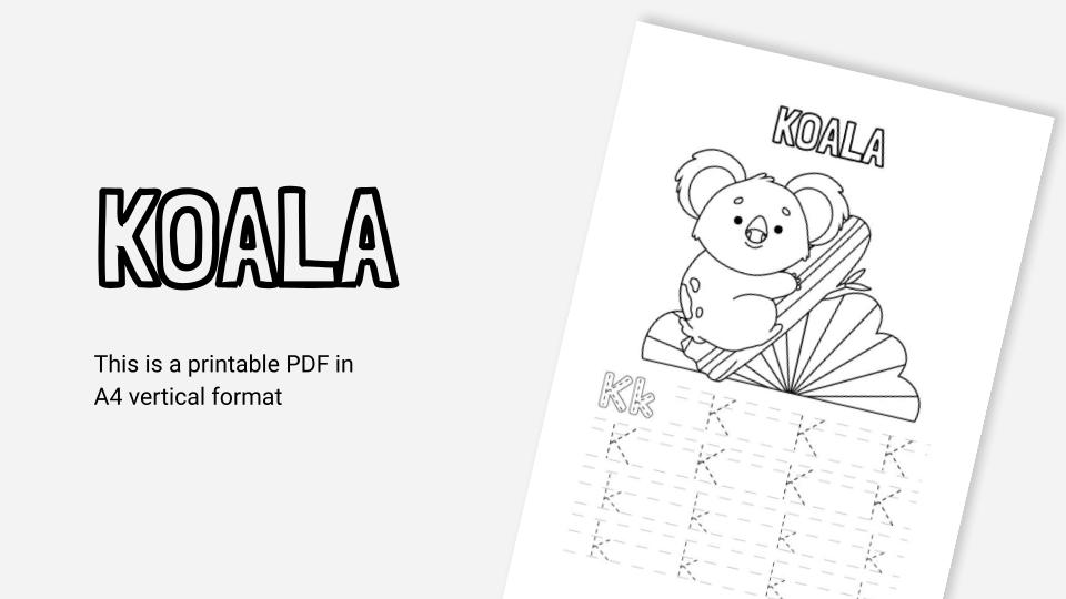 Koala printable coloring worksheet