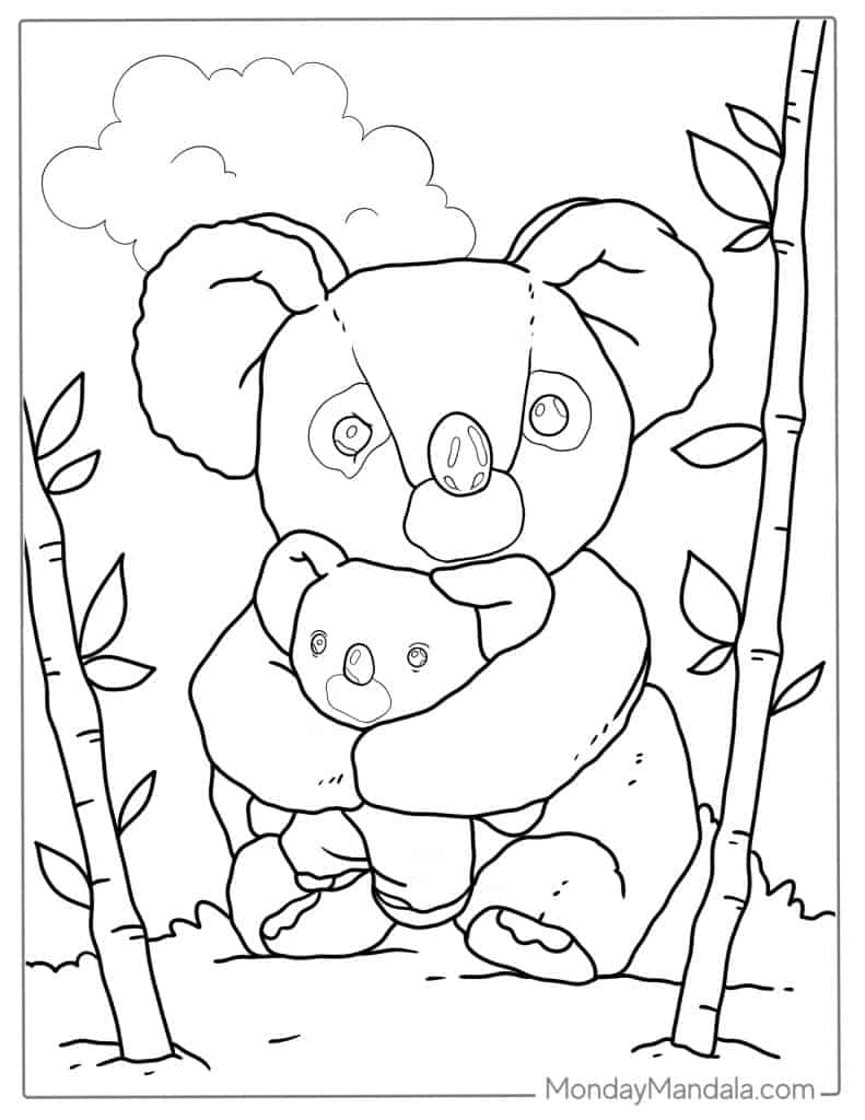 Koala coloring pages free pdf printables