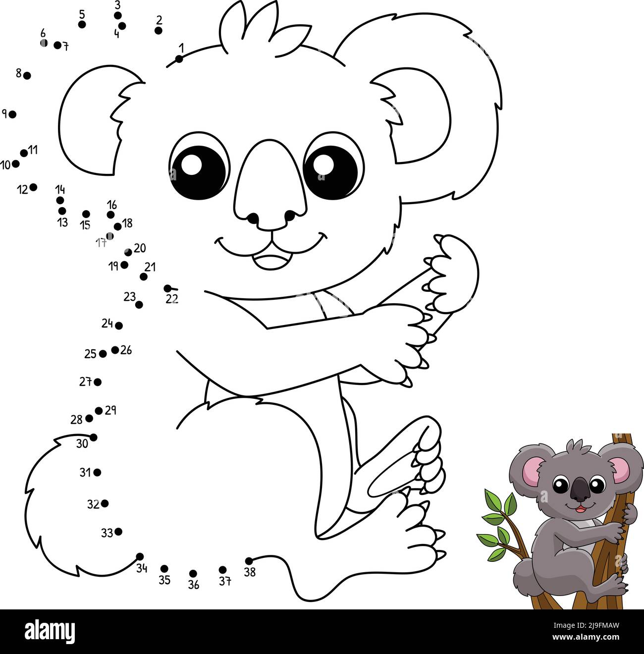 Dot to dot koala animal coloring page for kids stock vector image art