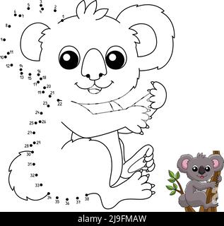 Dot to dot koala animal coloring page for kids stock vector image art