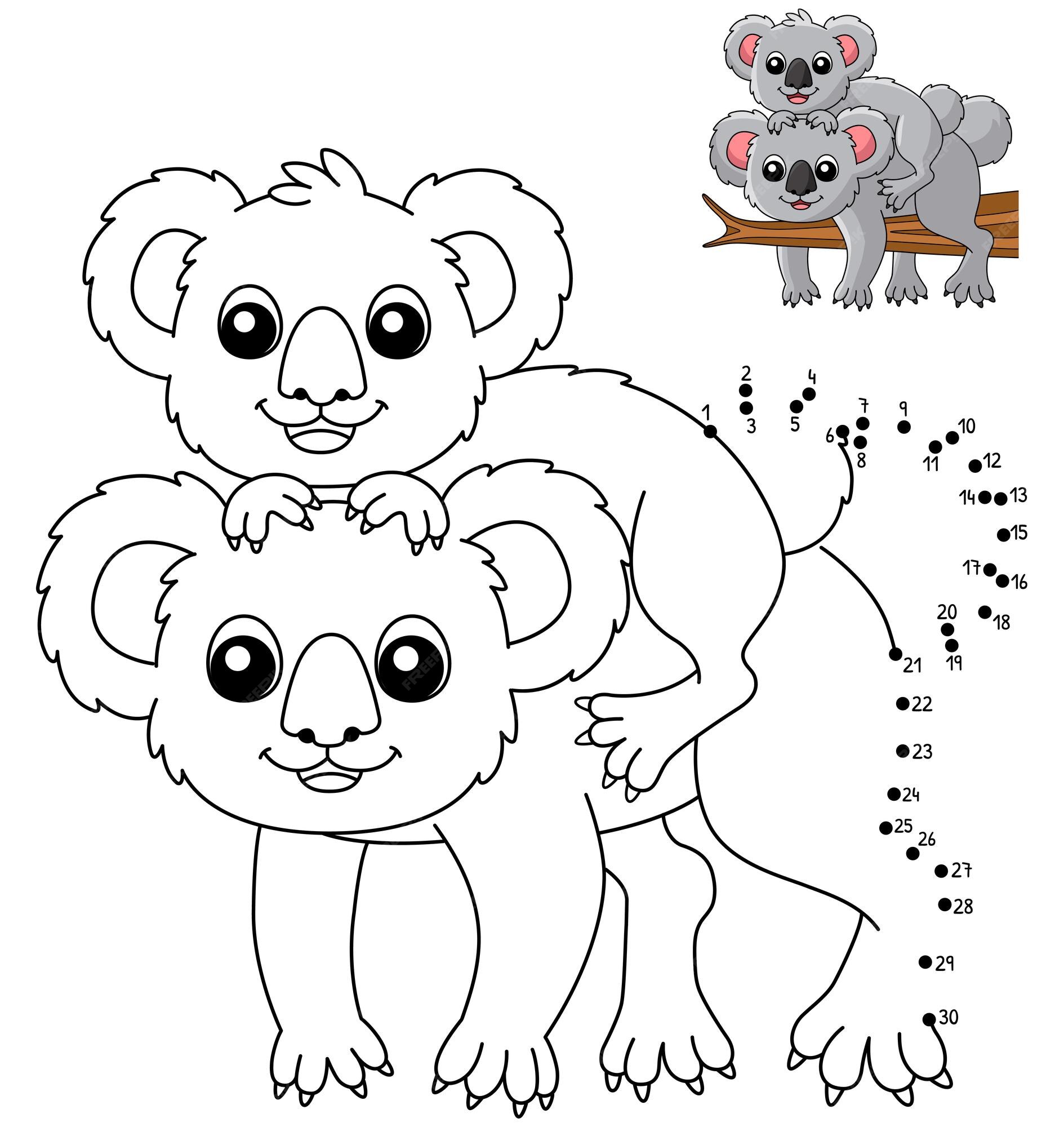 Premium vector dot to dot koala with a baby coloring page