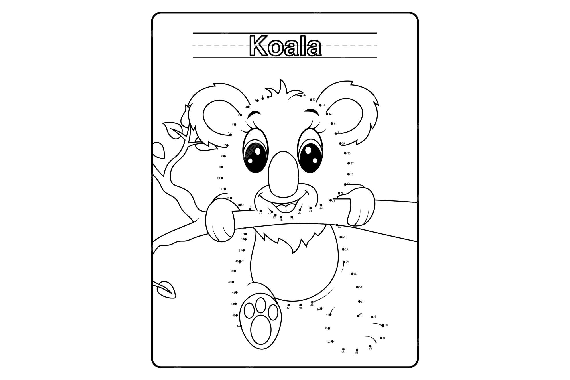 Premium vector koala dot to dot coloring page for kids