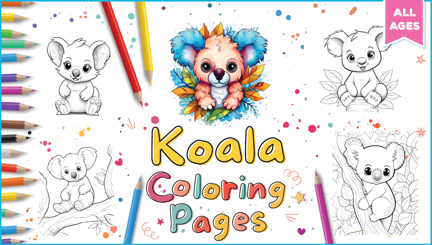 Koala coloring pages for kids adults