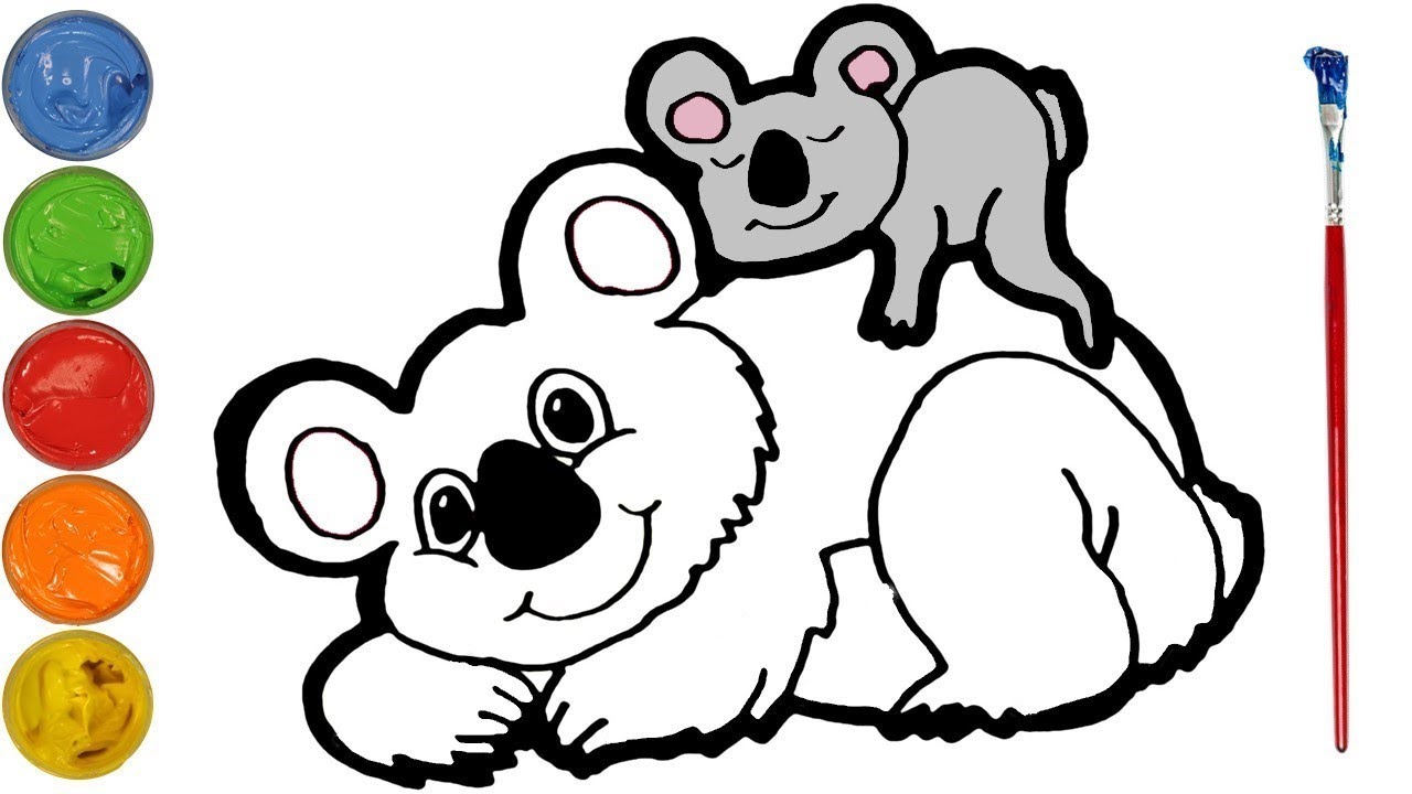 Koala drawing painting coloring for kids toddlers color and learn lets draw together