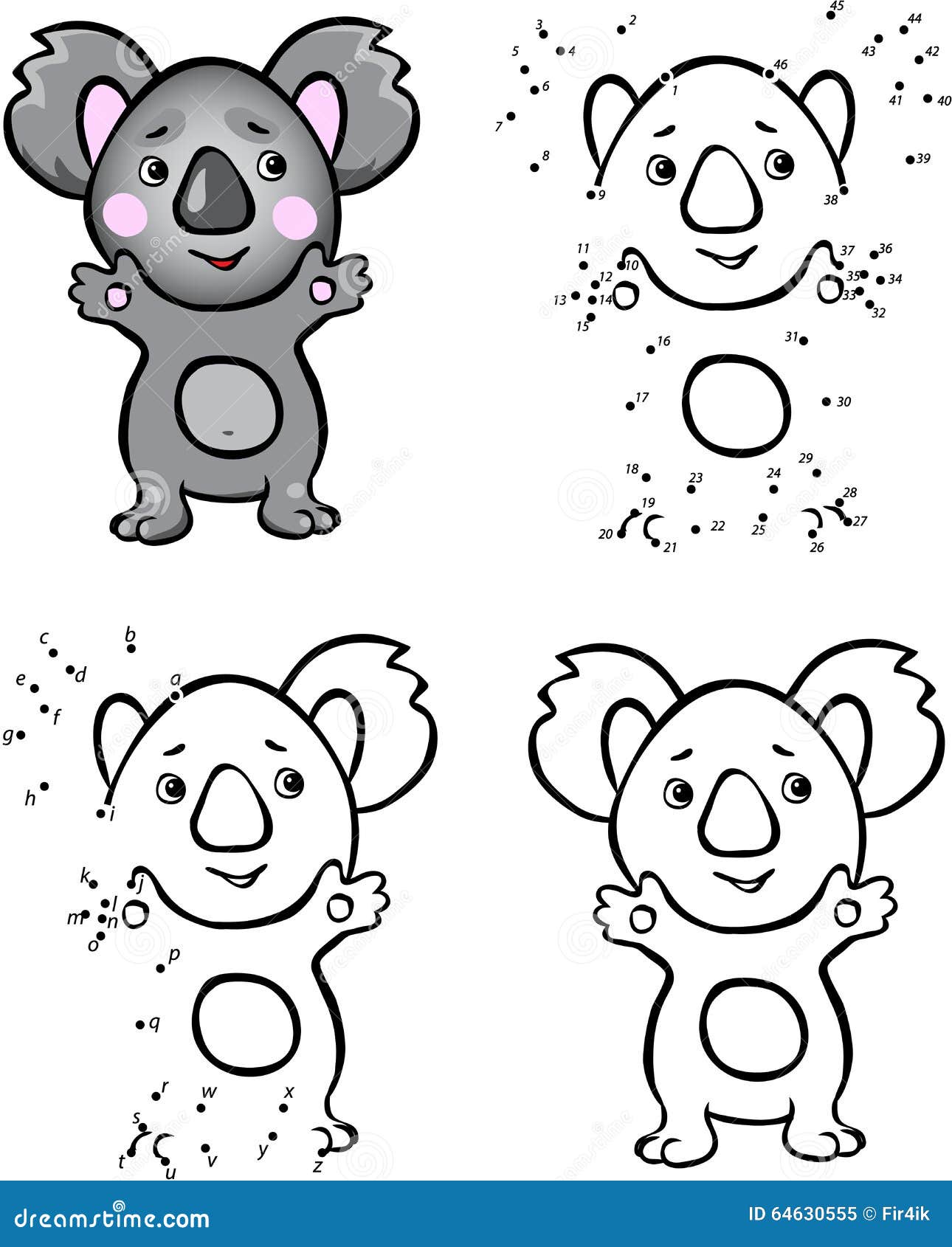 Koala dot to dot stock illustrations vectors clipart