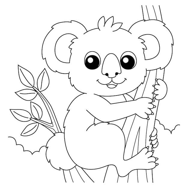 Premium vector koala animal coloring page for kids