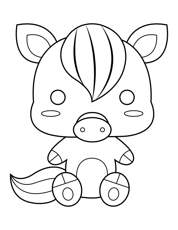 Printable kawaii horse coloring page