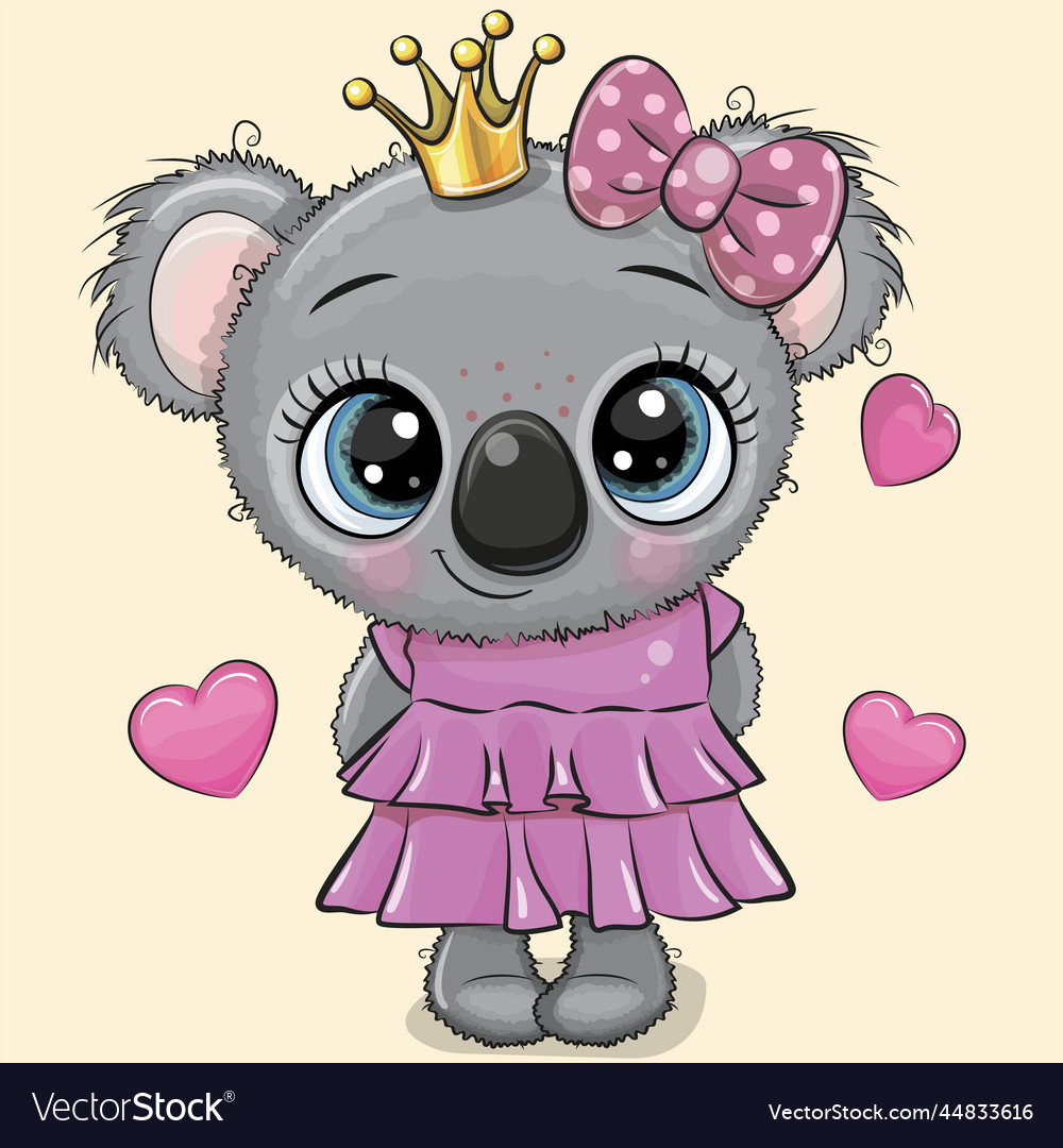 Koala princess in a pink dress royalty free vector image