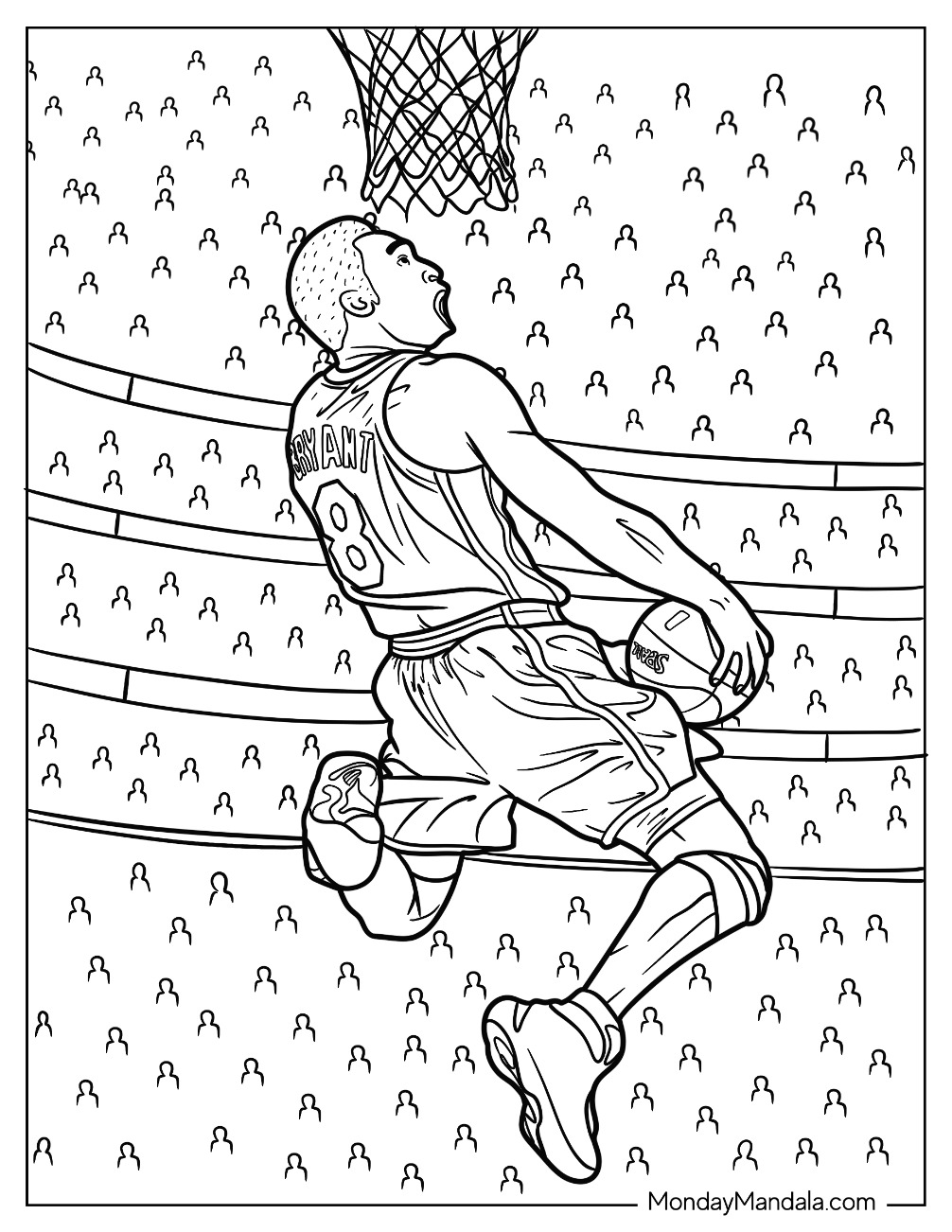 Kobe bryant coloring pages free pdf printables