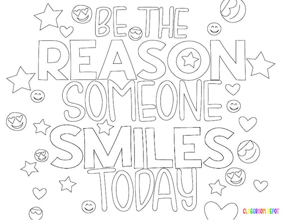 Buy be the reason someone smiles today student coloring sheet digital instant download online in india