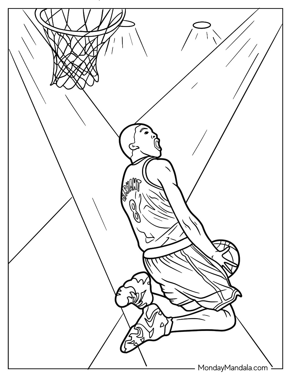 Kobe bryant coloring pages free pdf printables