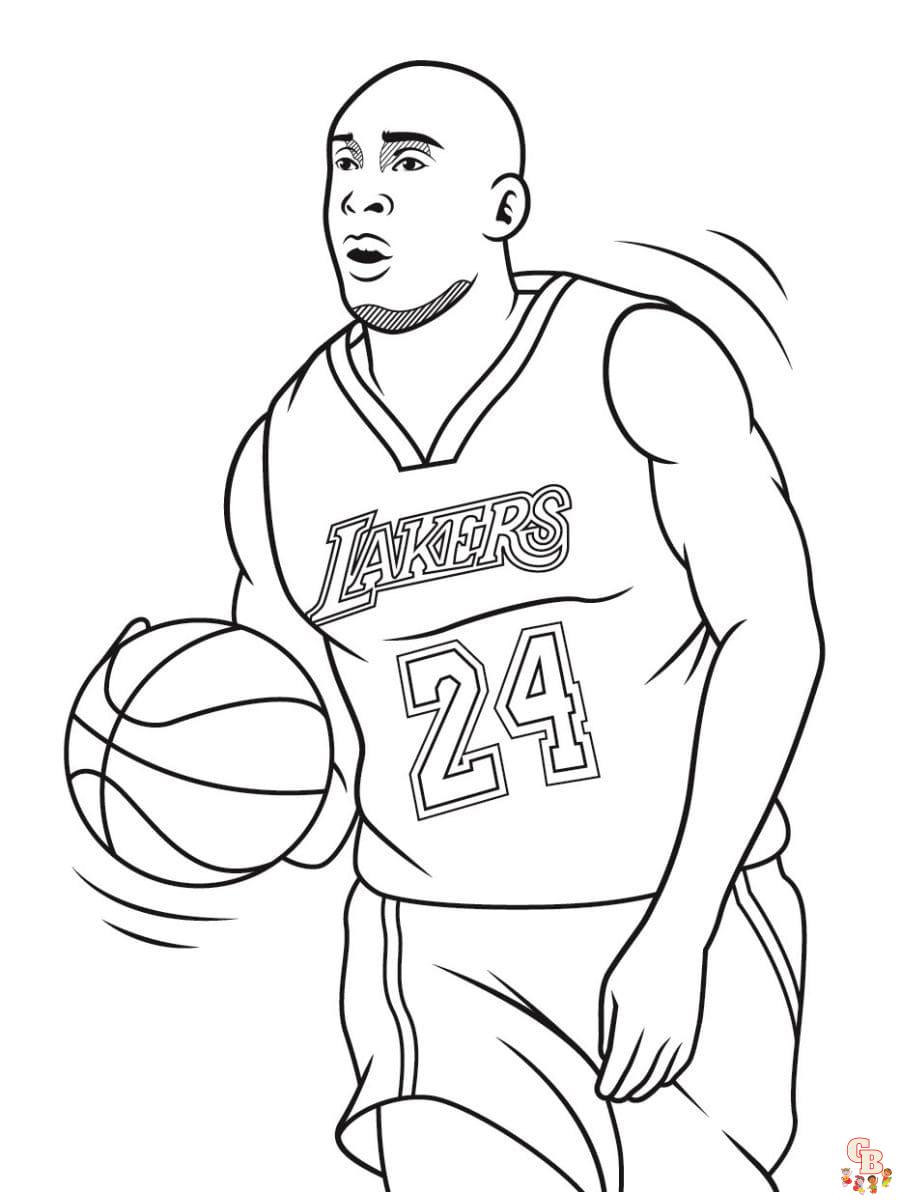 Printable kobe bryant coloring pages free for kids and adults