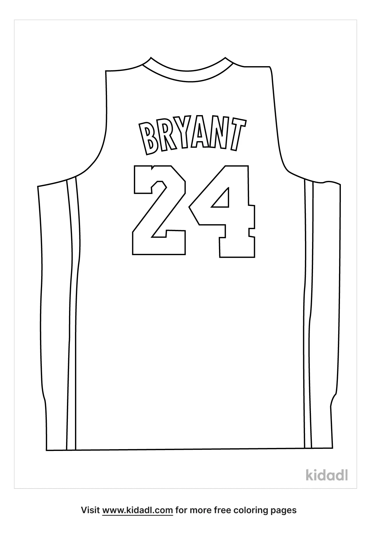 Free kobe jersey with coloring page coloring page printables