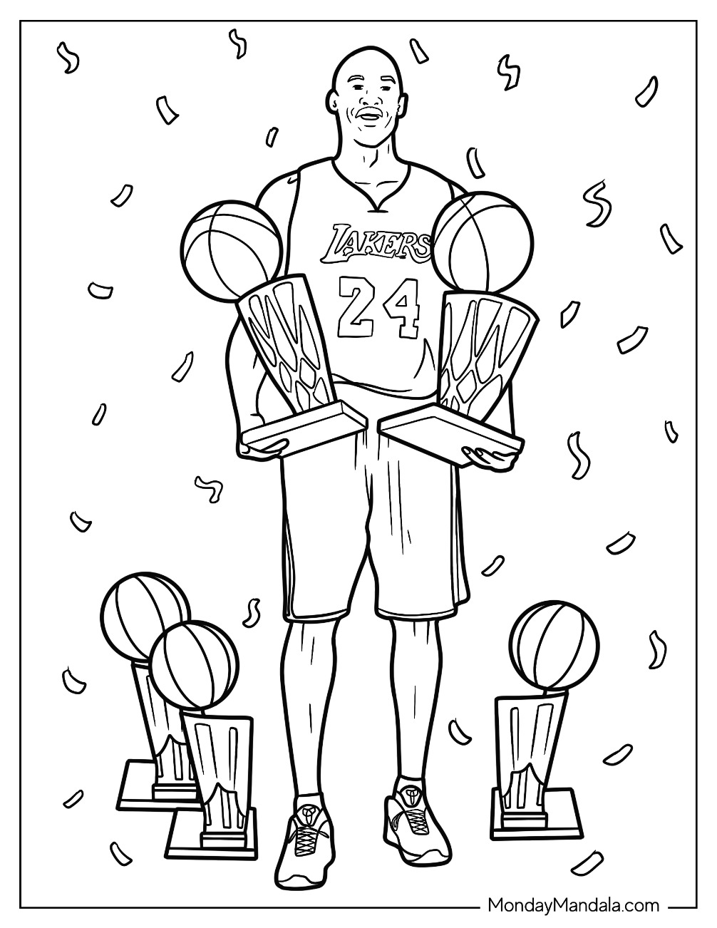 Kobe bryant coloring pages free pdf printables