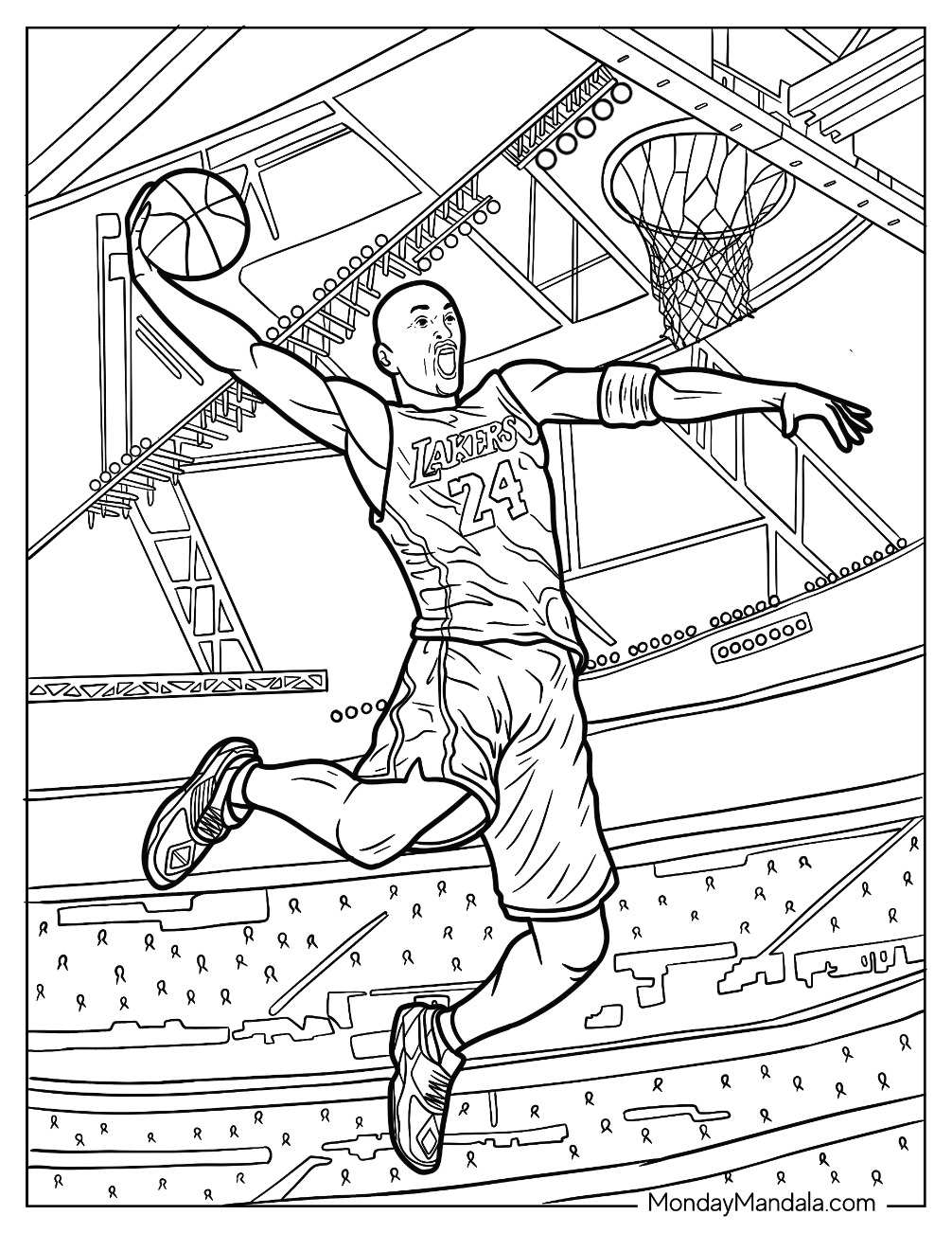 Kobe bryant coloring pages free pdf printables