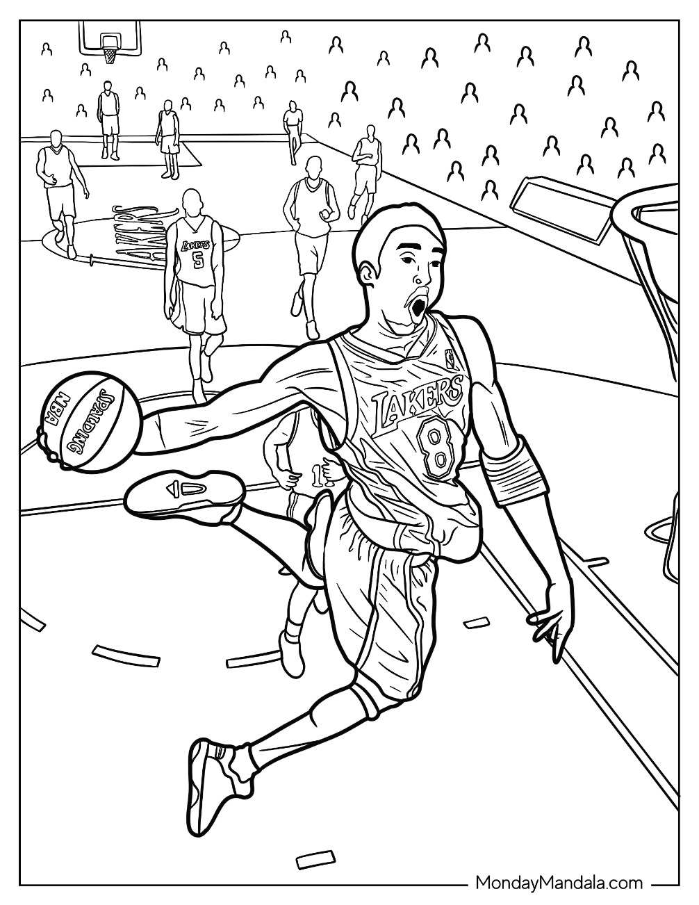 Kobe bryant coloring pages free pdf printables