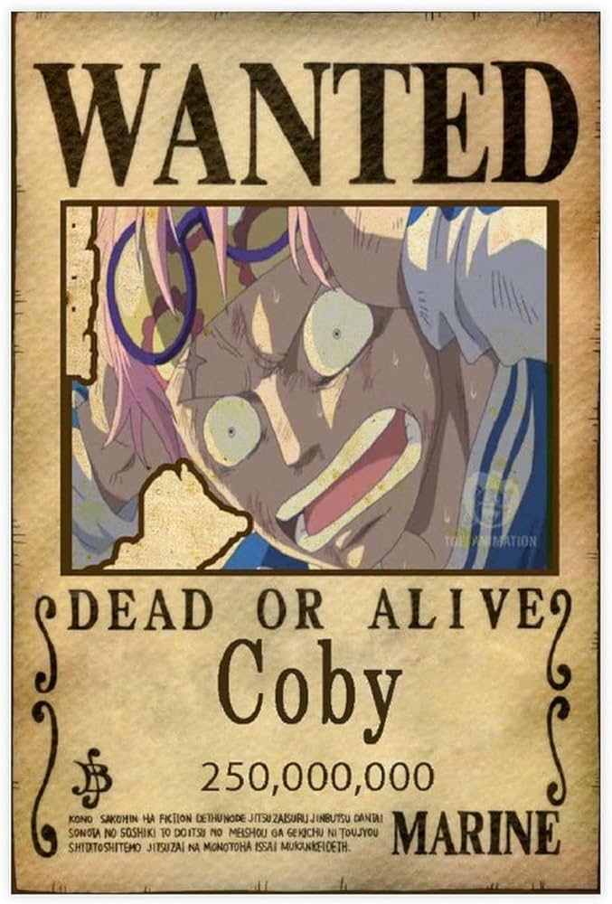 Anime poster one piece coby wanted poster nvas poster wall art decor print picture paintings for living room bedroom decoration unframeãinchãcm home