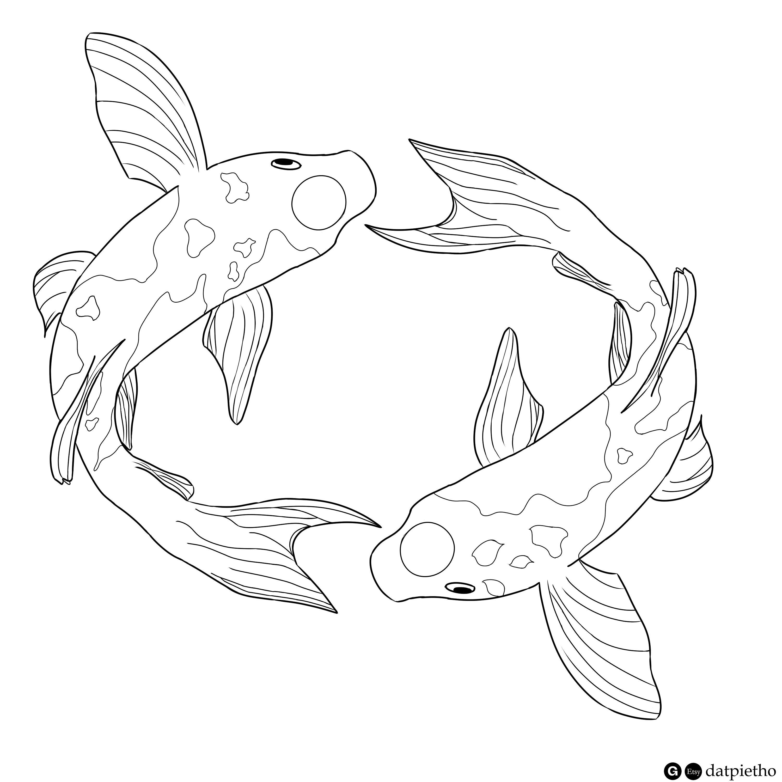 Koi fish coloring page pdf