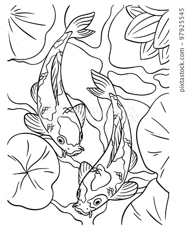 Koi fish coloring page for kids