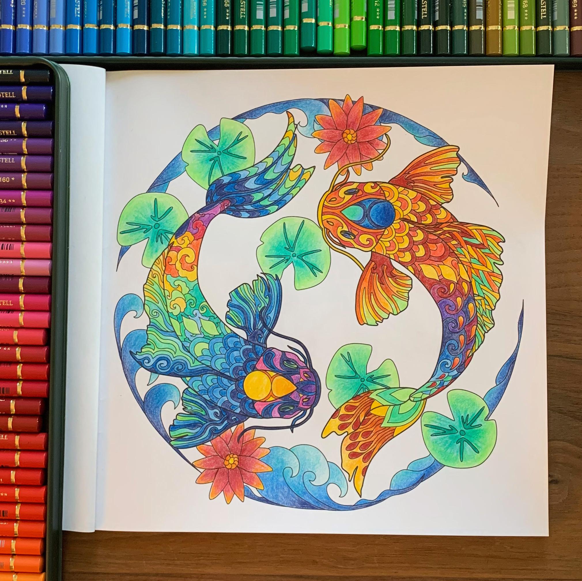 Koi fish colouring from the book zen animals