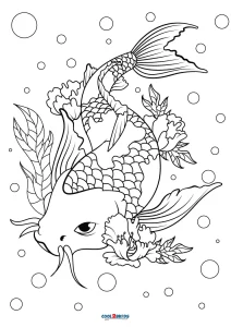 Free printable koi fish coloring pages for kids