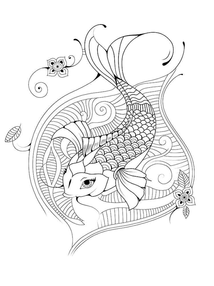 Koi fish coloring pages for adults