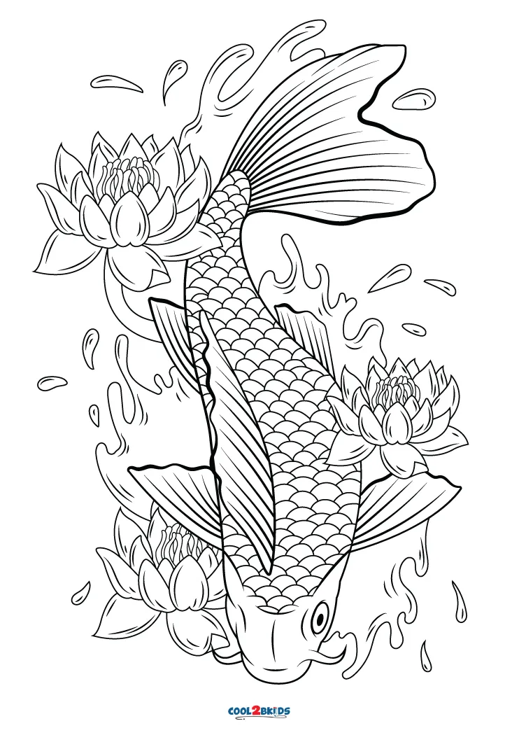 Free printable koi fish coloring pages for kids