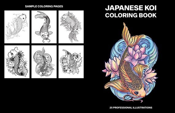 Printable japanese koi coloring pages fish coloring sheets adult coloring book fun coloring activities distance learning pages