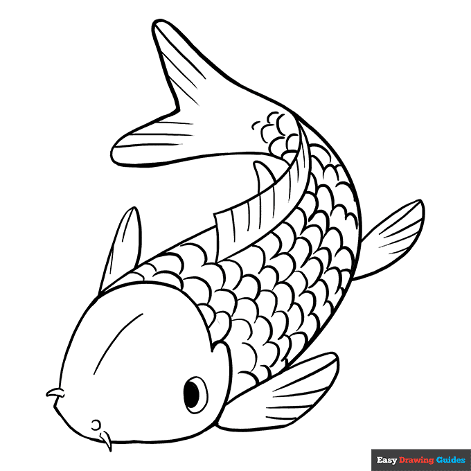 Koi fish coloring page easy drawing guides