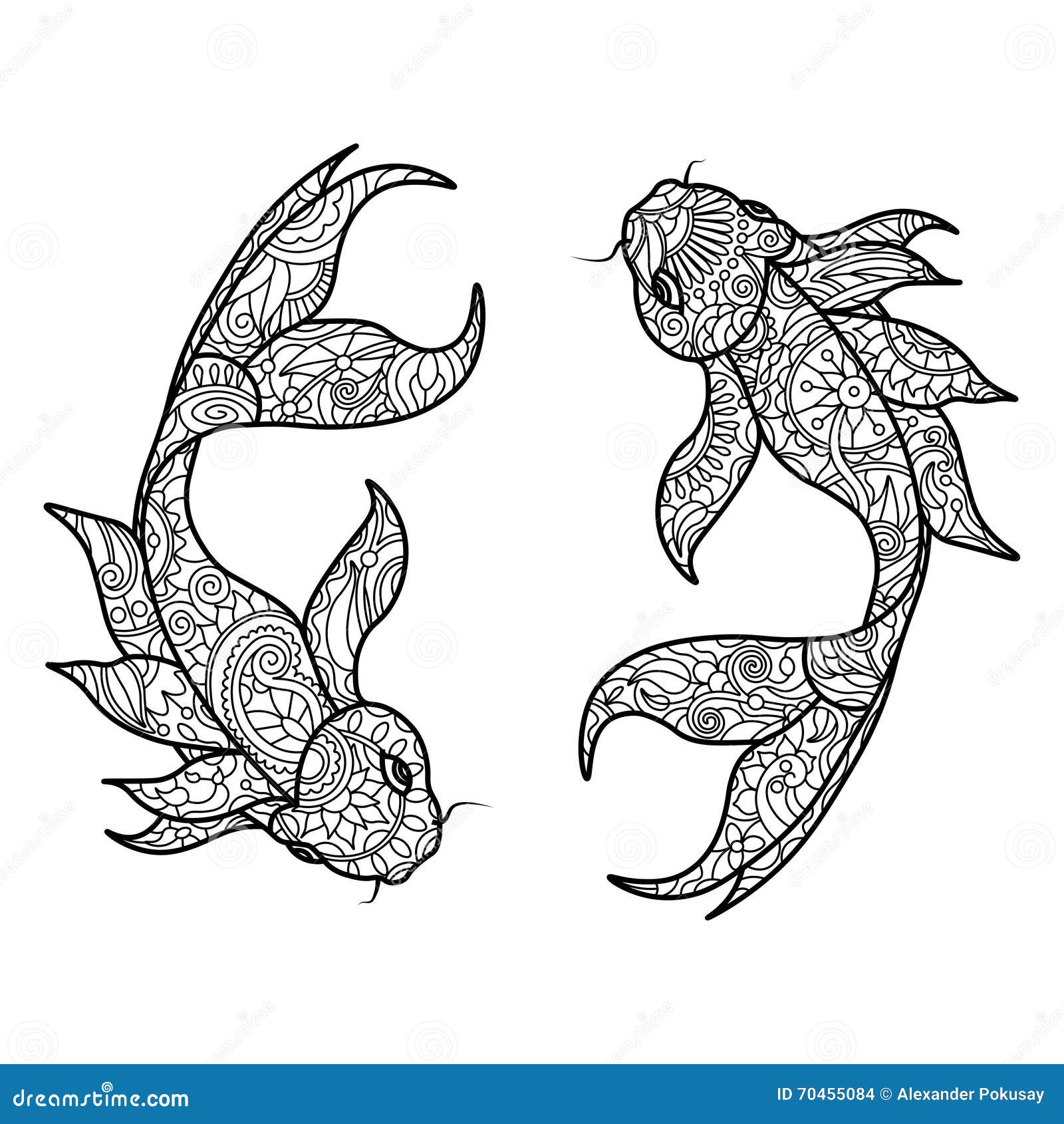 Koi carp fish coloring book for adults vector stock vector