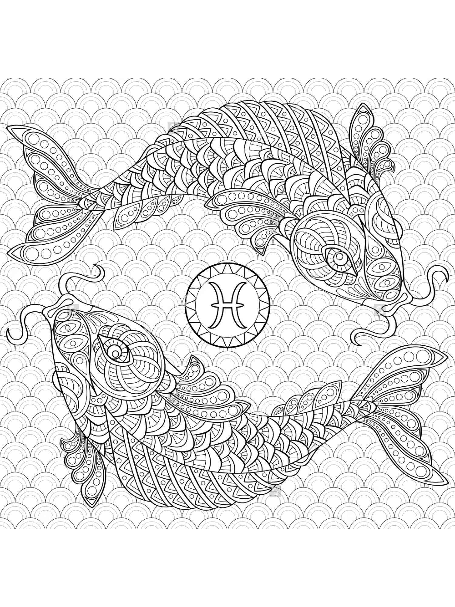 Koi fish coloring pages for adults