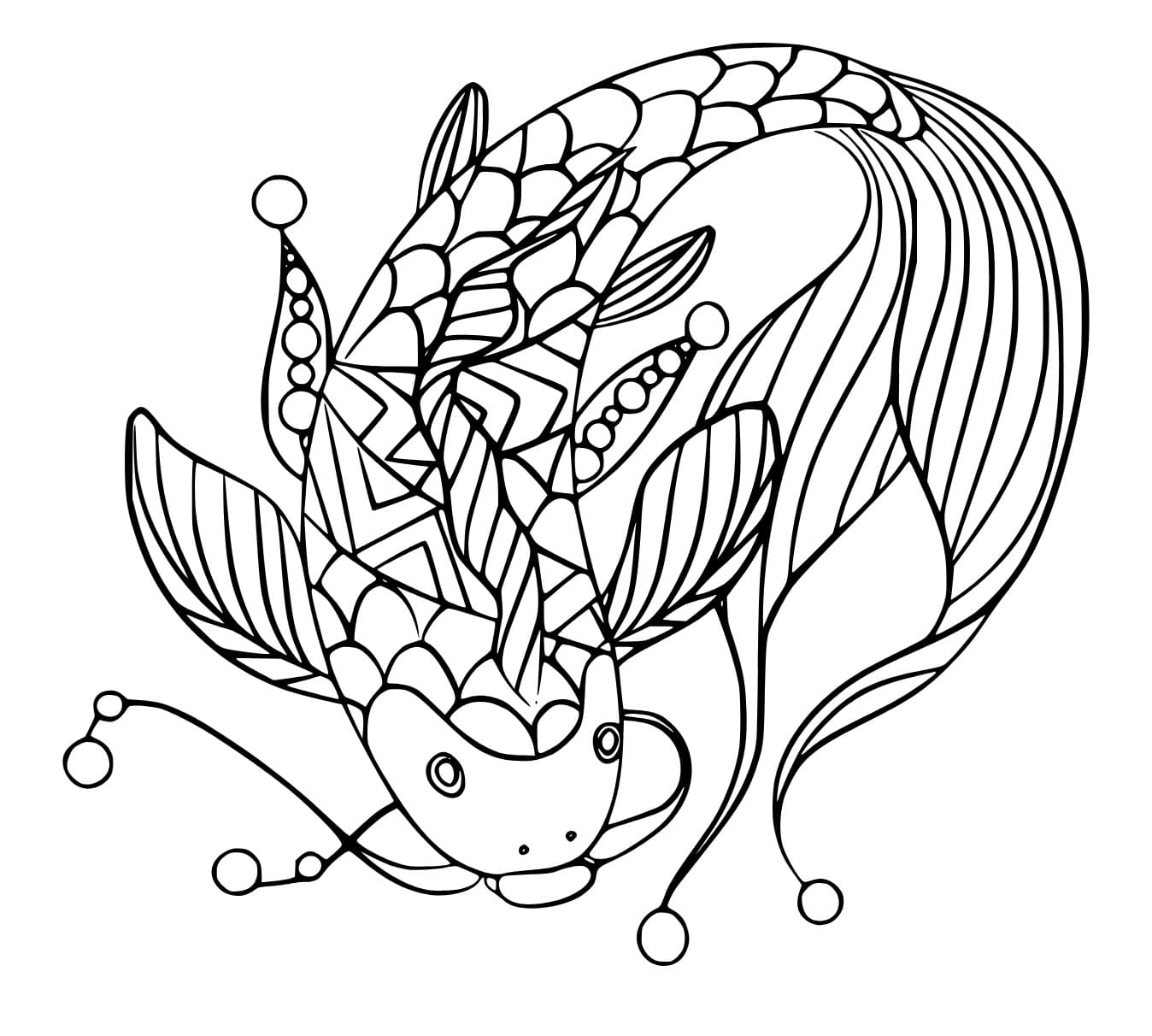 Fantastic koi fish coloring page