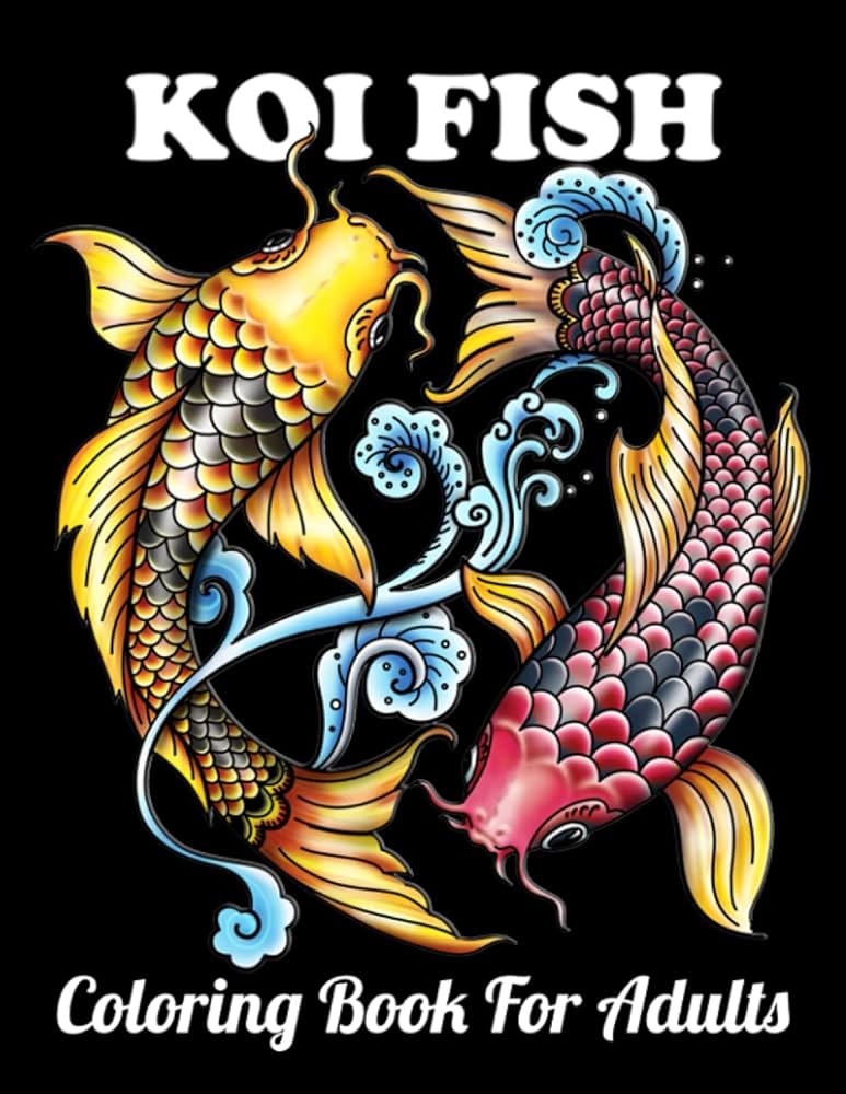 Koi fish coloring book for adults beautiful japanese koi fish coloring book anti