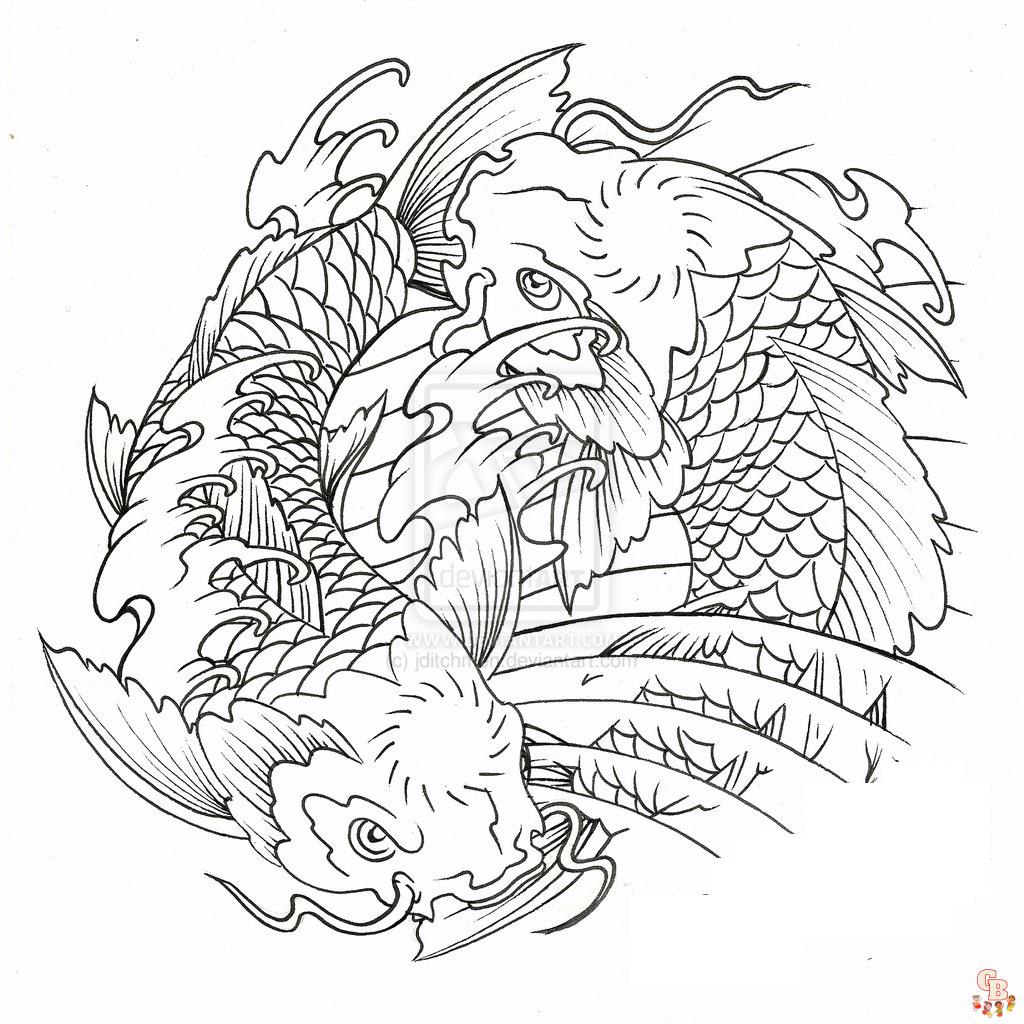 Color your world with koi fish coloring pages