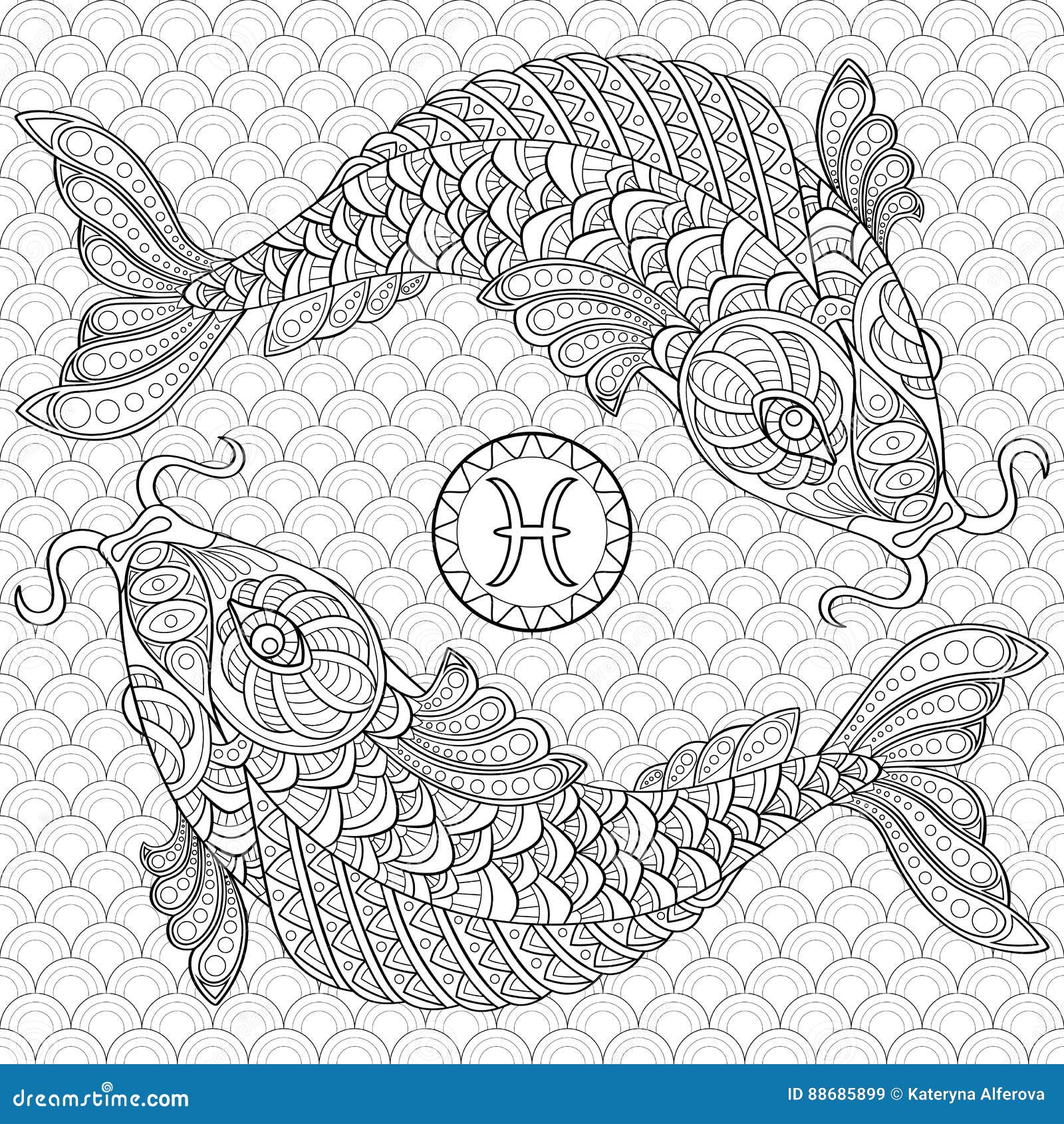 Pisces koi fish chinese carps stock vector