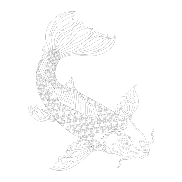 Free japanese koi adult coloring page