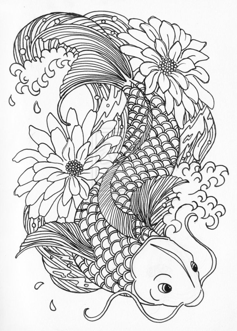 Coy carp by perey on deviantart fish coloring page koi fish drawing coloring pages