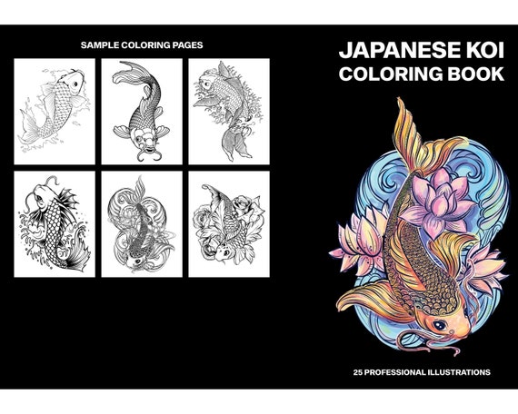 Printable japanese koi coloring pages fish coloring sheets adult coloring book fun coloring activities distance learning pages