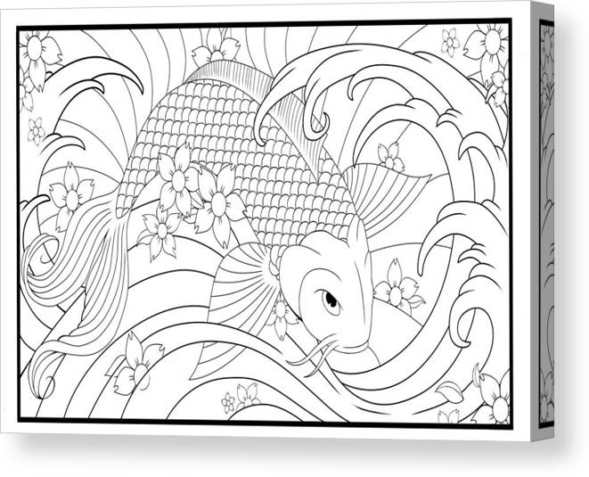 Koi fish coloring page canvas print canvas art by tearing cookie