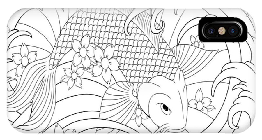 Koi fish coloring page iphone x case by tearing cookie